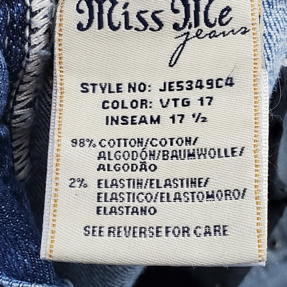Miss Me embroidered studded rhinestone cropped jeans JE34GC4 size 28 - Picture 6 of 14